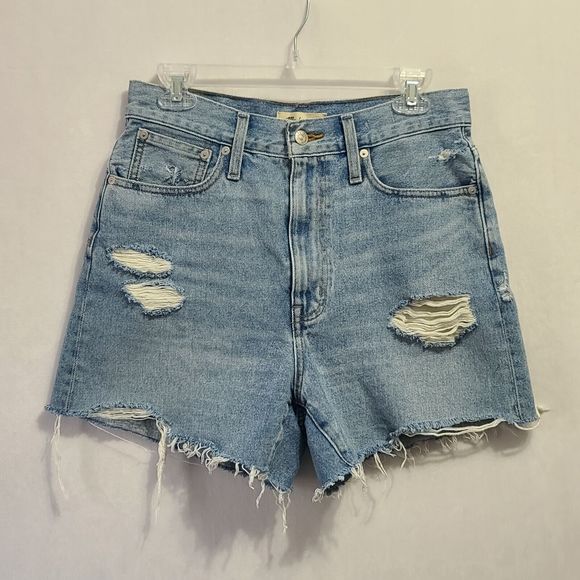 Madewell Mom Jean Short Women's Size 27 Cutoff Distressed Blue Denim - Picture 1 of 12